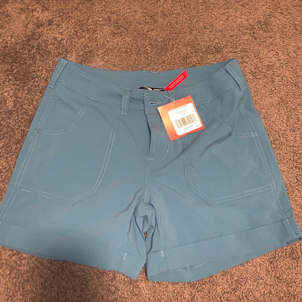 North Face blue shorts.